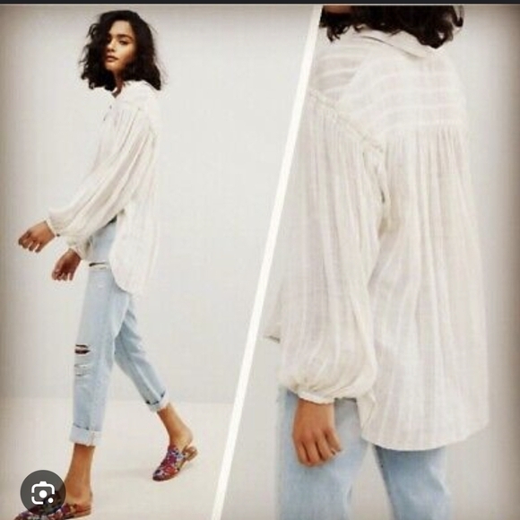 Headed to the highlands Shirt Free People Button Top White Small - Picture 1 of 16